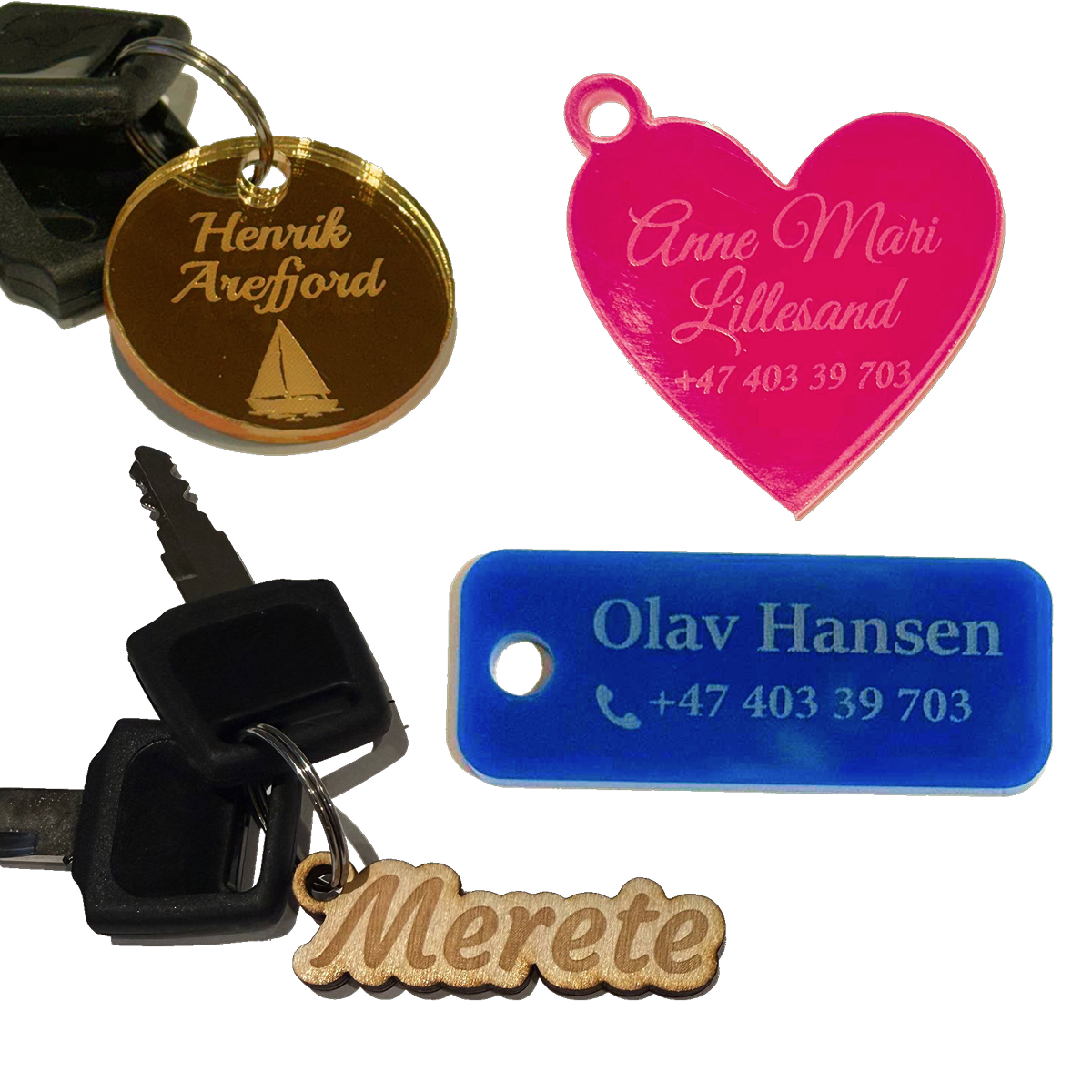 Nøkkelring - personlig med inngravering etter ønske