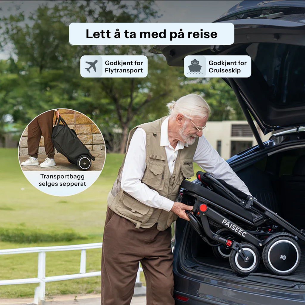 Lett Sammenleggbar Elektrisk Rullestol Q3 - Flygodkjent Reiseutgave